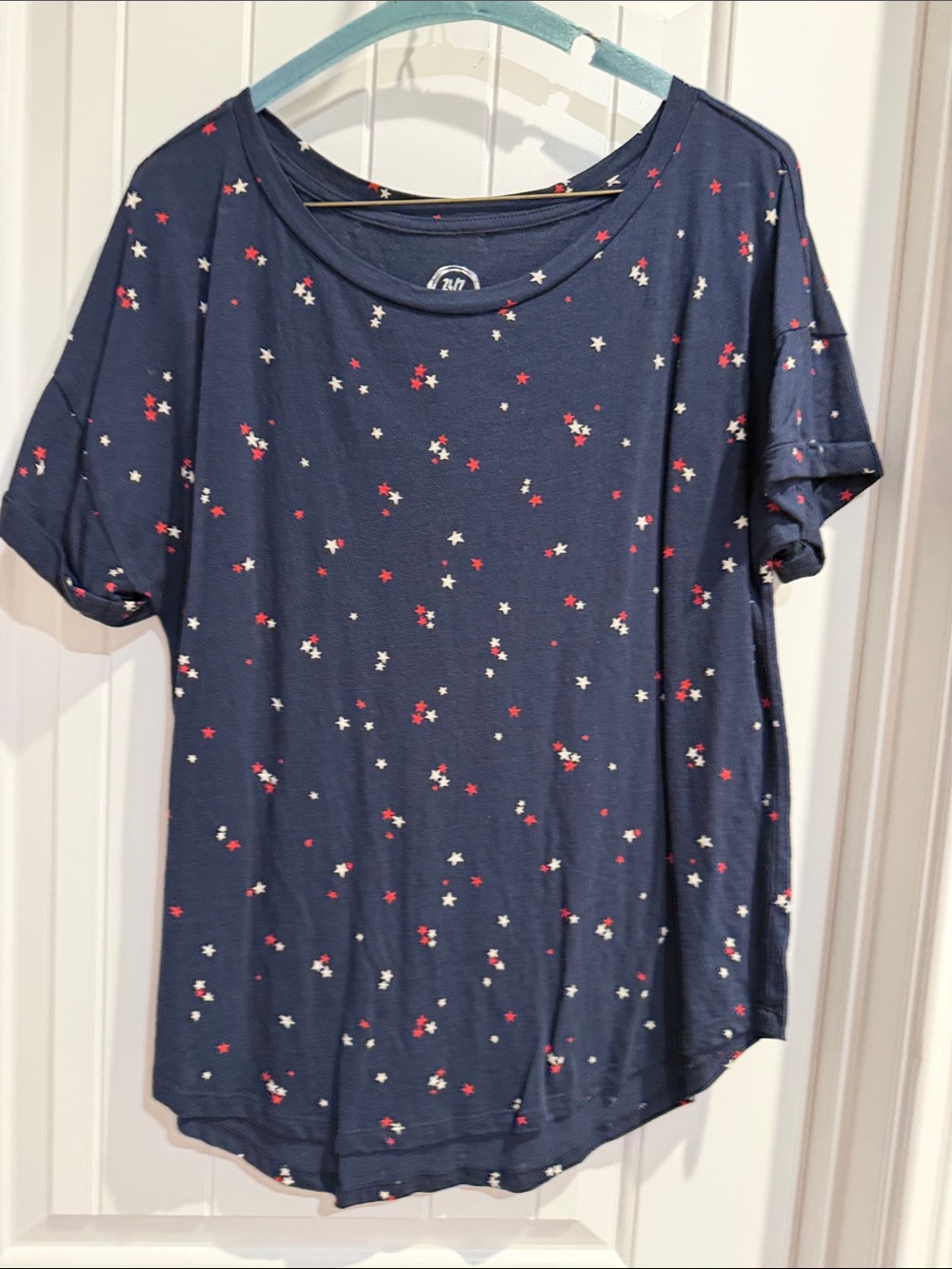 Women's Navy Short-Sleeve Tee with Red & White Star Print